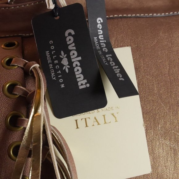 NWT CAVALCANTI Bronze/Gold Tassel Leather Shoulder w/Reptile Embossed Strap ANB - Picture 7 of 9